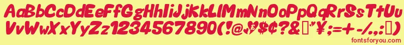 ValentineOblique Font – Red Fonts on Yellow Background