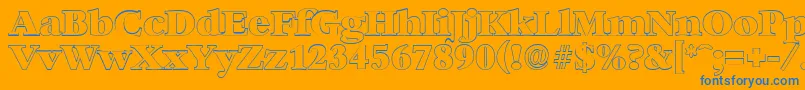 BernsteinoutlineHeavyRegular-fontti – siniset fontit oranssilla taustalla