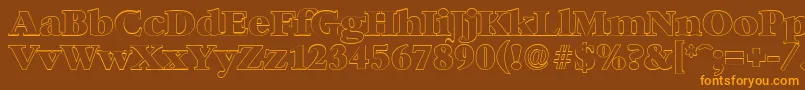 BernsteinoutlineHeavyRegular-Schriftart – Orangefarbene Schriften auf braunem Hintergrund