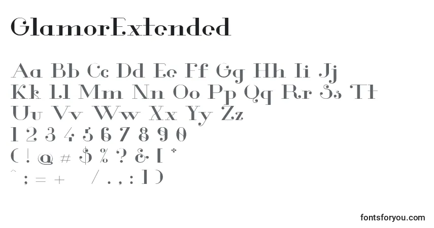 GlamorExtended-fontti – aakkoset, numerot, erikoismerkit