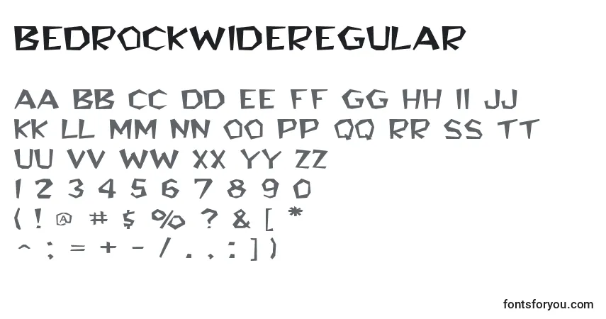A fonte BedrockwideRegular – alfabeto, números, caracteres especiais