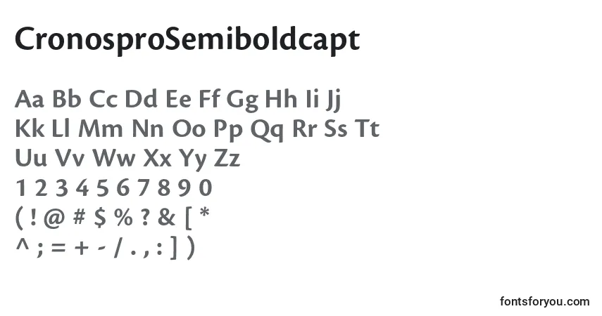 A fonte CronosproSemiboldcapt – alfabeto, números, caracteres especiais