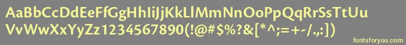 CronosproSemiboldcapt-fontti – keltaiset fontit harmaalla taustalla