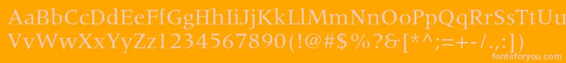 MeridienltstdRoman-Schriftart – Rosa Schriften auf orangefarbenem Hintergrund