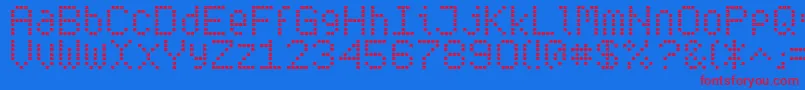 Subwaytickergrid Font – Red Fonts on Blue Background