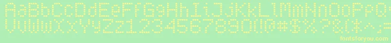 Subwaytickergrid Font – Yellow Fonts on Green Background