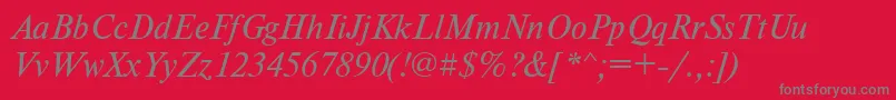 TensecItalic-Schriftart – Graue Schriften auf rotem Hintergrund