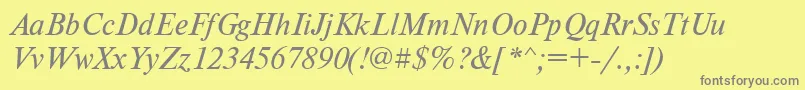 Fonte TensecItalic – fontes cinzas em um fundo amarelo