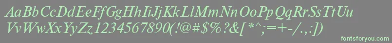 TensecItalic-Schriftart – Grüne Schriften auf grauem Hintergrund
