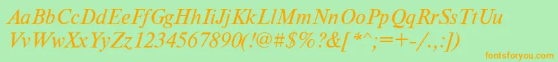 TensecItalic-Schriftart – Orangefarbene Schriften auf grünem Hintergrund