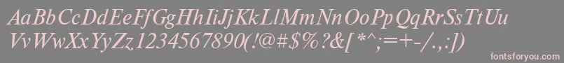 フォントTensecItalic – 灰色の背景にピンクのフォント