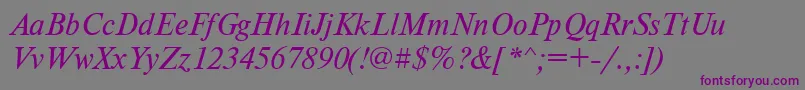 TensecItalic-fontti – violetit fontit harmaalla taustalla