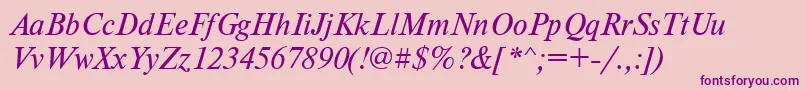 Fonte TensecItalic – fontes roxas em um fundo rosa
