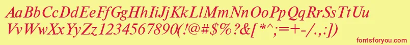 TensecItalic Font – Red Fonts on Yellow Background