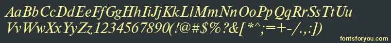 TensecItalic-fontti – keltaiset fontit mustalla taustalla
