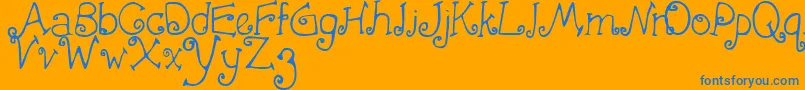 FirstCrush Font – Blue Fonts on Orange Background