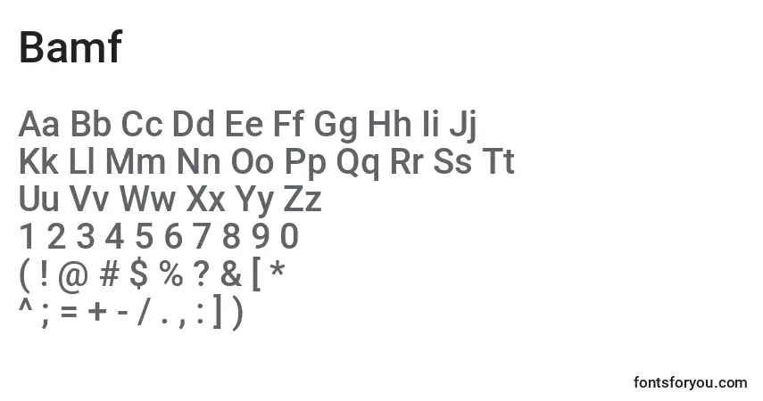 Czcionka Bamf – alfabet, cyfry, specjalne znaki