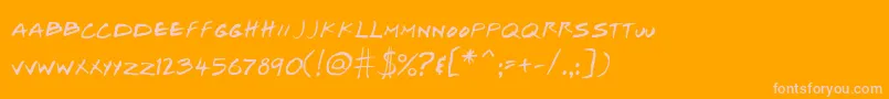 JosefXuerebSFriendsItalic-fontti – vaaleanpunaiset fontit oranssilla taustalla