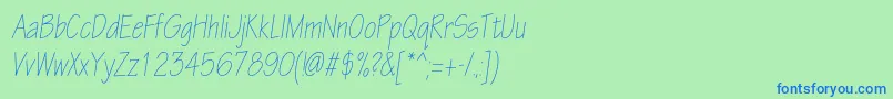 Czcionka EskiztwolightcondcItalic – niebieskie czcionki na zielonym tle