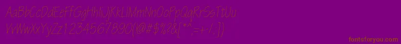 Weitere Informationen zur EskiztwolightcondcItalic-Schriftart EskiztwolightcondcItalic-Schriftart – Braune Schriften auf violettem Hintergrund