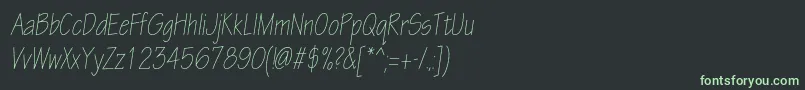 フォントEskiztwolightcondcItalic – 黒い背景に緑の文字