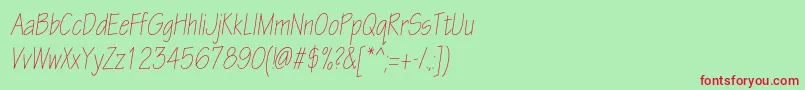 EskiztwolightcondcItalic Font – Red Fonts on Green Background