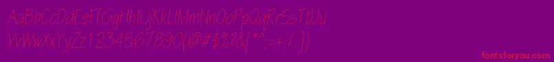 フォントEskiztwolightcondcItalic – 紫の背景に赤い文字