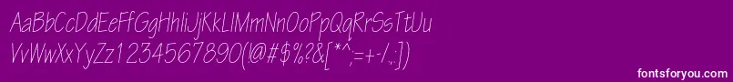 Czcionka EskiztwolightcondcItalic – białe czcionki na fioletowym tle