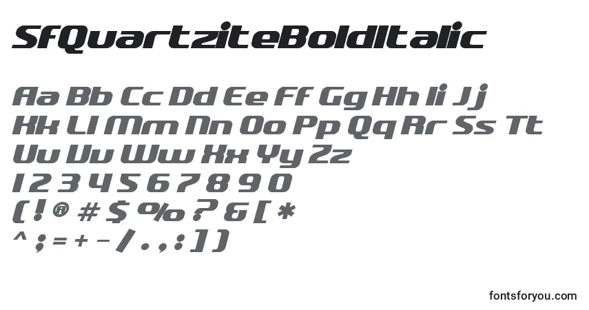 Шрифт SfQuartziteBoldItalic – алфавит, цифры, специальные символы