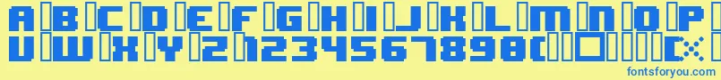 Шрифт 8bitWonderNominal – синие шрифты на жёлтом фоне