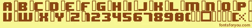 8bitWonderNominal Font – Brown Fonts on Yellow Background