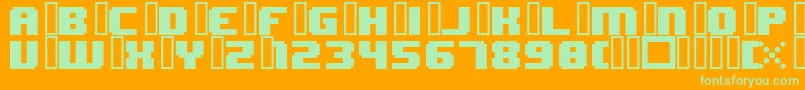 8bitWonderNominal-Schriftart – Grüne Schriften auf orangefarbenem Hintergrund