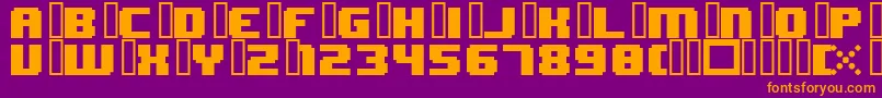8bitWonderNominal-fontti – oranssit fontit violetilla taustalla