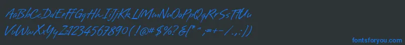 フォントBrisaAlternates – 黒い背景に青い文字