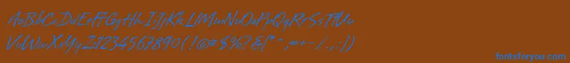 BrisaAlternates-Schriftart – Blaue Schriften auf braunem Hintergrund