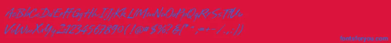 BrisaAlternates-Schriftart – Blaue Schriften auf rotem Hintergrund