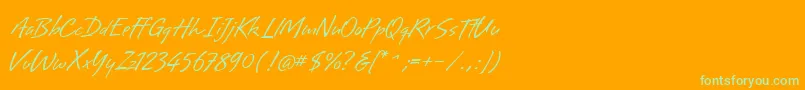 BrisaAlternates-Schriftart – Grüne Schriften auf orangefarbenem Hintergrund