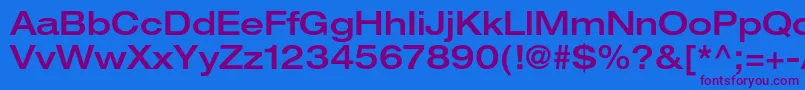 HelveticaneueltstdMdex-Schriftart – Violette Schriften auf blauem Hintergrund