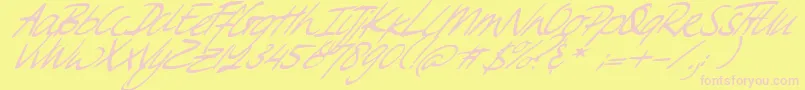 SweetSteeffie-Schriftart – Rosa Schriften auf gelbem Hintergrund