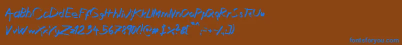 XaligraphyItalic-Schriftart – Blaue Schriften auf braunem Hintergrund