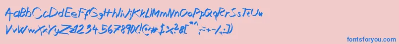 XaligraphyItalic-Schriftart – Blaue Schriften auf rosa Hintergrund