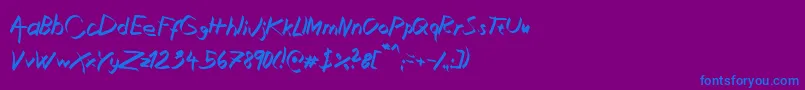 XaligraphyItalic Font – Blue Fonts on Purple Background