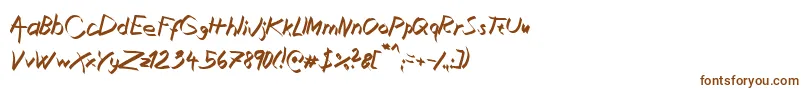 フォントXaligraphyItalic – 白い背景に茶色のフォント