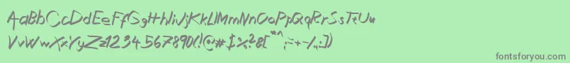 フォントXaligraphyItalic – 緑の背景に灰色の文字