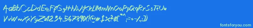 XaligraphyItalic Font – Green Fonts on Blue Background