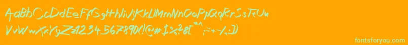 フォントXaligraphyItalic – オレンジの背景に緑のフォント