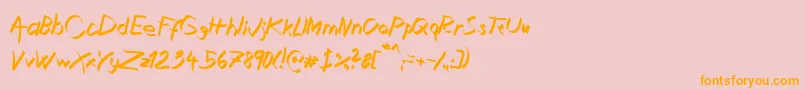 Fonte XaligraphyItalic – fontes laranjas em um fundo rosa