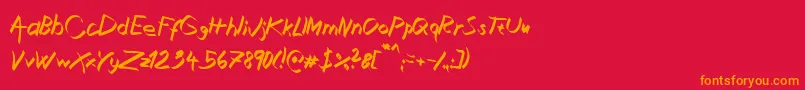 XaligraphyItalic Font – Orange Fonts on Red Background