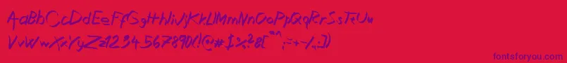 XaligraphyItalic Font – Purple Fonts on Red Background