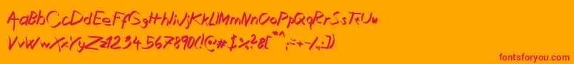 XaligraphyItalic-Schriftart – Rote Schriften auf orangefarbenem Hintergrund